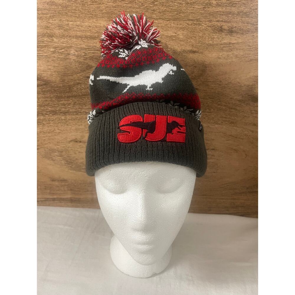 Field Museum SUE T-Rex Beanie Hat Zephyr Fair Isle Pom Pom Knit Dinosaur Cap - Picture 2 of 8